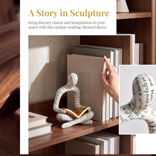 2 PCS Resin Modern Reading Figure Statue Decor, Small Abstract Table Decor