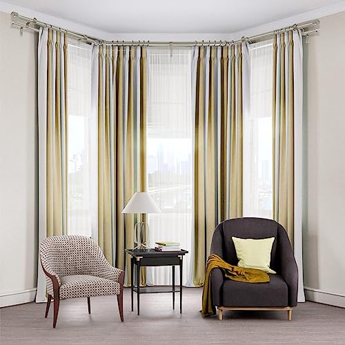 HOTOZON Double Bay Window Curtain Rods 36 to 72 Inches(Center Rod), Silver - color: Antque Silver
