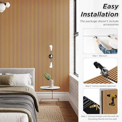 SMARTSTANDARD 4 Pack 106" x 12.6" Wood Slat Wall Panels, Light Brown - color: Light Brown, size: 106" x 50.4"