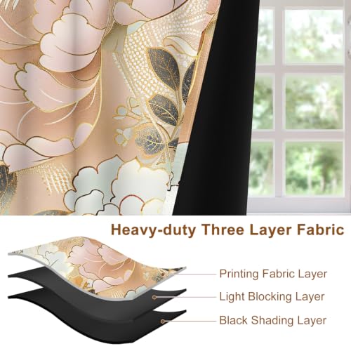 Luxury Floral Blackout Curtains for Bedroom 84 Inches Long - color: Floral-e