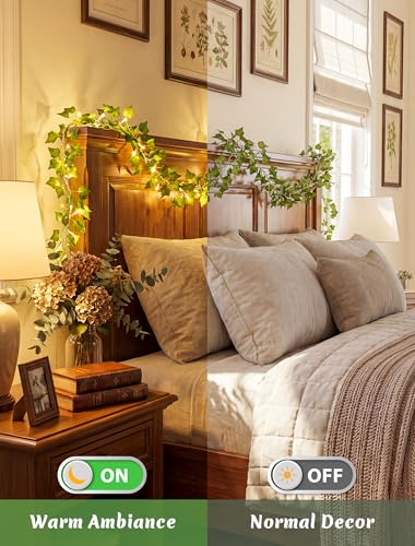 Vines with Fairy Lights,23FT Ivy Garland Plug in with Remote - color: Ivy, size: 73 LED-Plug
