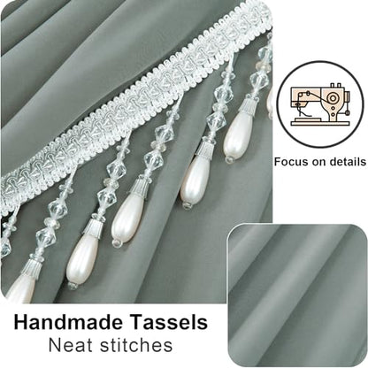 VOGOL Sheer Waterfall Valance for Living Room, 59 x 43, 1 Panel, Gray - color: Grey, size: 59"W x 43"L (Pack of 1)