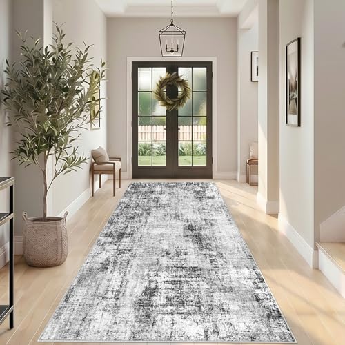 5x10 Rug for Living Room: Non-Slip Washable Hallway Runner Rug Black - color: Black, size: 5' x 10' (Runner)