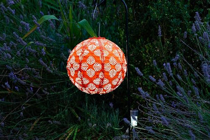 Allsop Home & Garden Soji Stella Brights Geo Palm Outdoor Weatherproof Tyvek® Hanging Solar Lantern. Dual White LEDs and Stainless Steel Easy to Hang Frame.