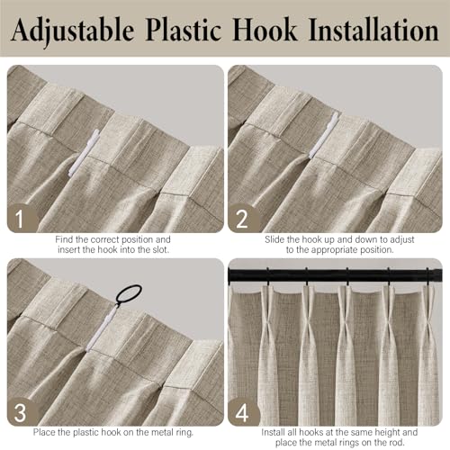 MIULEE Pinch Pleated Linen Curtains 40x84 Inch Burlywood Birch 4 Panels Set - color: Burlywood Birch, size: 40"W x 84"L (Pack of 4)