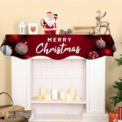 NYZE Christmas Mantel Scarf 60 x 17 Inch Fireplace Mantel Scarf Cover Decoration for Christmas Fireplace Scarf Shelf Top Runner Holiday Winter Home Decor - size: 60 x 17 in, style: Merry Christmas 3