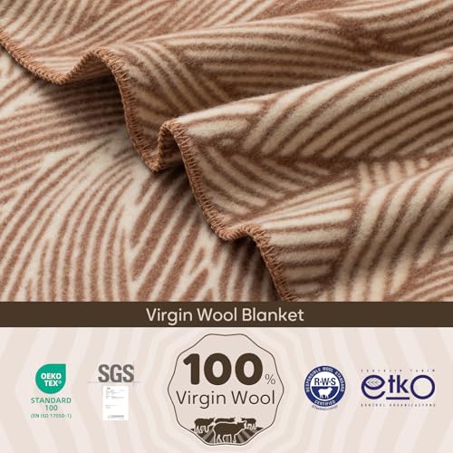 Molithe 100% Wool Blanket, 62" x 48", Warm, Thick, Military, Camping Gear - color: Beige, size: Medium