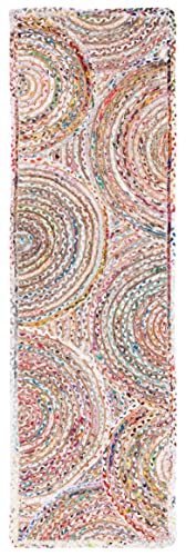 SAFAVIEH Cape Cod Collection Runner Rug - 2'3" x 8', Beige & Multi, Handmade Boho Braided Circles Jute & Cotton, Ideal for High Traffic Areas in Living Room, Bedroom (CAP203B) - color: Beige/Multi, size: 2'3" x 8' (Runner)