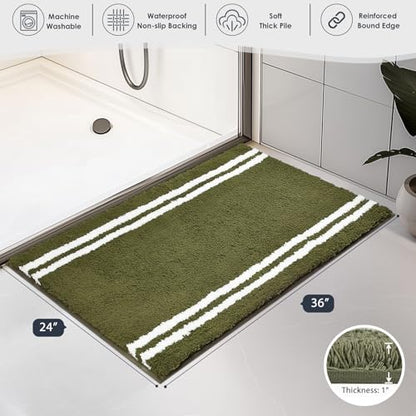 PURRUGS Bathroom Rug, Bath Mat, 24" x 36", Olive Green - color: Olive Green, size: 24" X 36"