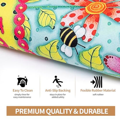 Welcome Mat 17x29 Non Slip Rubber Back Door Mat Outside Entrance - color: Polka-dot Bee