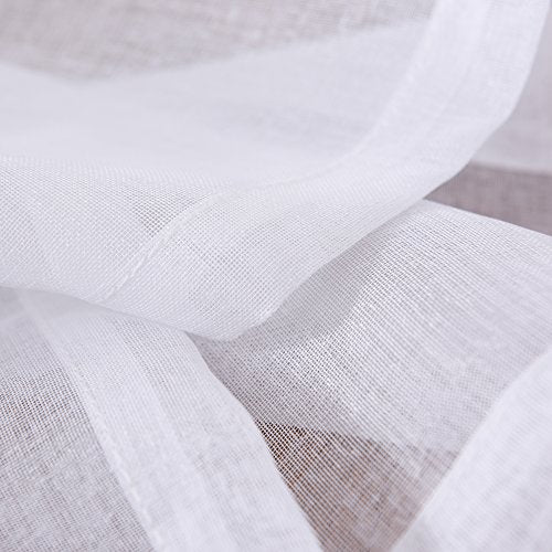White Sheer Tulle Curtains - 4 Panel Sets, 63 Inch Long, Rod Pocket, for Bedroom & Living Room, 52 W x 63 L - color: White, size: 52"W x 63"L (Pack of 4)