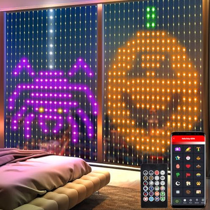 LumBelle 6.6 x 6.6Ft 400 LED Smart Curtain Lights with APP Remote Control - size: 6.6Ft x 6.6Ft