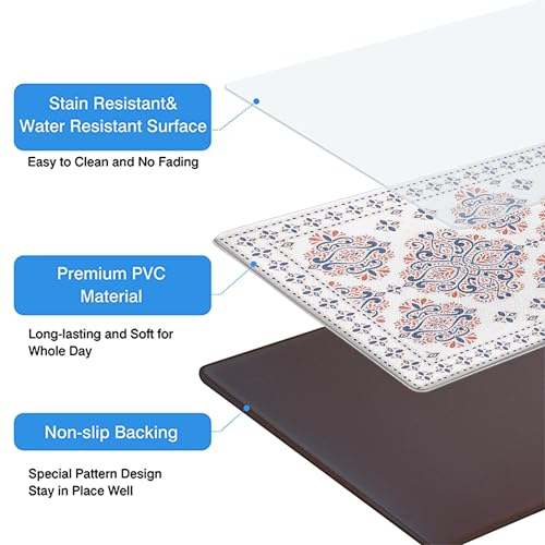 Kitchen Rugs for Floor 2 Pcs Memory Foam Padded Anti Fatigue Kitchen Mat - color: Boho