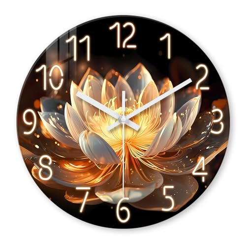 XFM Large Lotus Flower Wall Clock 20 inch Round Silent - color: Lotus Flower, size: 20 Inch