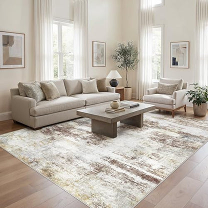 8X10 Area Rugs Washable Modern Abstract Non-Slip Large Rug for Living Room - color: Red Brown, size: 8' x 10' (Rectangular)