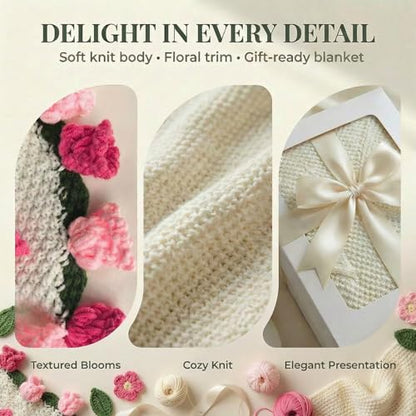Lily of the Valley Crochet Flower Bouquet Blanket, Knitted Throw Blanket - color: Lily of the Valley, size: Medium
