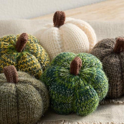 Cozy Mini Knit Pumpkins Set of 5 (Juniper 2.5 Inch Set) - color: Juniper Set 5