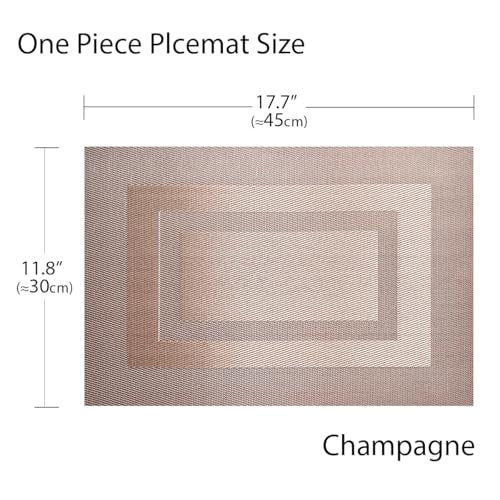 PIGCHCY Placemats,Heat Resistant Non Slip Durable Plastic Place Mats,Washable Easy to Clean Woven Vinyl Kitchen Placemats for Dining Table Set of 4 (Champagne) - color: Box: Champagne, size: 4 Placemats