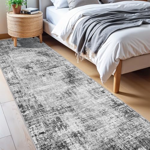 Modern Abstract 2x10ft Runner Rug: Washable Non Slip Kitchen Rugs Black - color: Black, size: 2' x 10' (Runner)