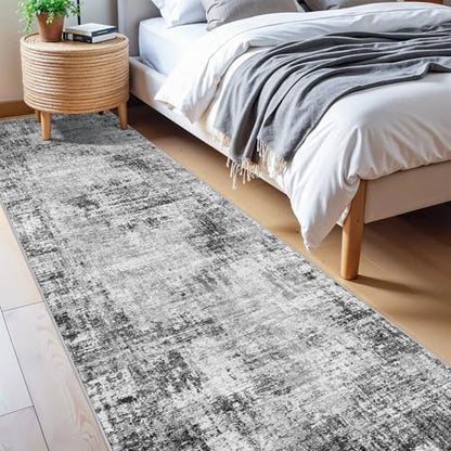 Modern Abstract 2x10ft Runner Rug: Washable Non Slip Kitchen Rugs Black - color: Black, size: 2' x 10' (Runner)