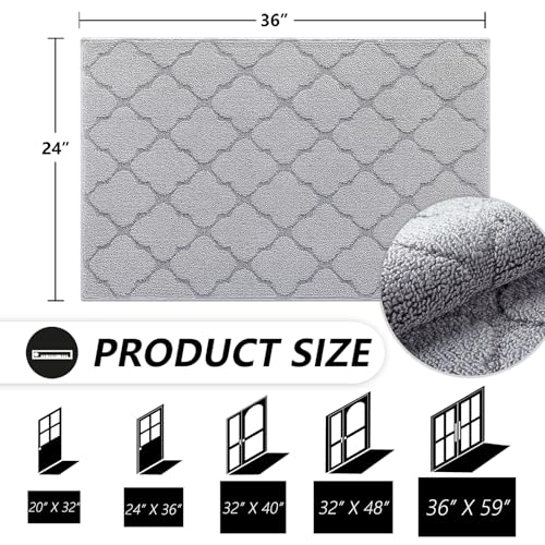 Timo Indoor Door Mat 24" x 36", Dirt Trapper Door Mats, Light Grey - color: Light Grey, size: 24" x 36"