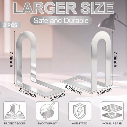 Chunful 6 Pcs Sliver Metal BookEnds Shelves, 7.5 x 5.75 x 3.5 in - color: Sliver, size: 7.5*5.75*3.5inch