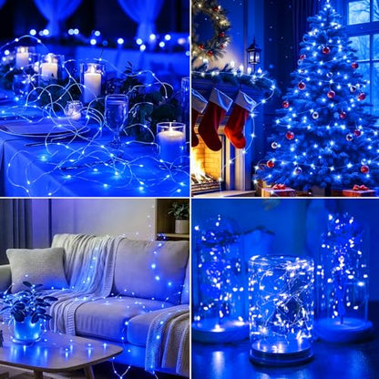 12 Pcs Blue Fairy Lights Waterproof 7Ft 20LED String Light - color: Blue, size: 12 PCS
