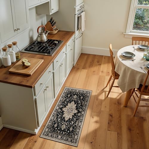 RELEANY Washable Area Rug, Runner 2'x5', Black/Neutral - color: Black/Neutral, size: 2' x 5' (Rectangular)