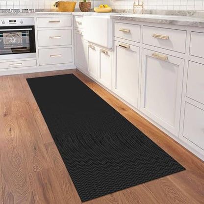 KOZYFLY 2x6 Runner Rug, Washable Non Slip Kitchen Hallway Rug, Black/Grey - color: Black/Charcoal Grey, size: 2' x 6' (Rectangular)