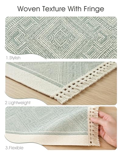 Placemats Set of 6, 13.8 x 17.7 Inch, Polyester, Jacquard Woven - color: Polyester-13.8 X 17.7inch-sage Green