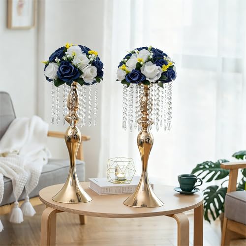 Flower Centerpieces Wedding Tables: Navy Blue & White, 2 Packs - color: Navy Blue & White