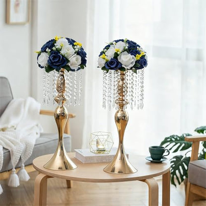 Flower Centerpieces Wedding Tables: Navy Blue & White, 2 Packs - color: Navy Blue & White