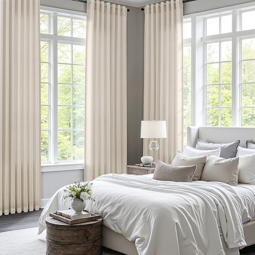BOODII Linen Curtains 90 Inch Long for Living Room Birch Beige - color: Birch Beige, size: 52"W x 90"L (Pack of 2)