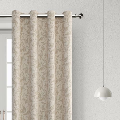 Blackout Curtains for Bedroom, Beige Window Drapes 54 Inch Length for Living Room, Thermal Insulated Grommet Curtains, 2 Panels - color: Beige, size: 52"W x 54"L (Pack of 2)