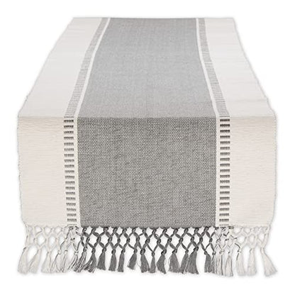 DII Dobby Stripe Table Runner, 13x108 Cool Gray & Cream Background - color: Cool Gray, size: 13x108"