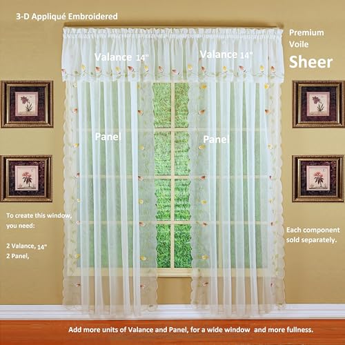 Today's Curtain,Vineyard 3-D Appliqué,Valance 14", Ecru, 60" W x 14" L - color: Ecru, size: 60"W x 14"L (Pack of 1)