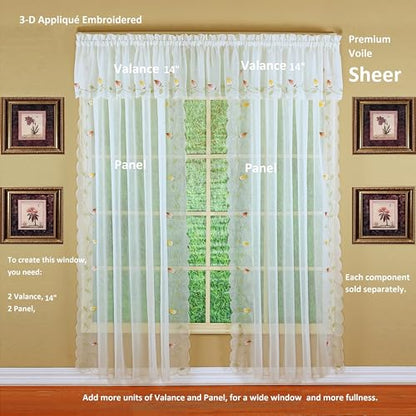 Today's Curtain,Vineyard 3-D Appliqué,Valance 14", Ecru, 60" W x 14" L - color: Ecru, size: 60"W x 14"L (Pack of 1)
