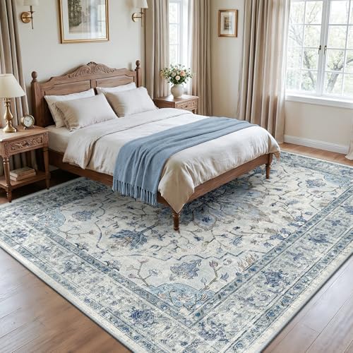 RELEANY Washable Vacuum-Friendly Area Rugs 8'x10' Blue/Gray - color: Blue/Gray, size: 8' x 10' (Rectangular)