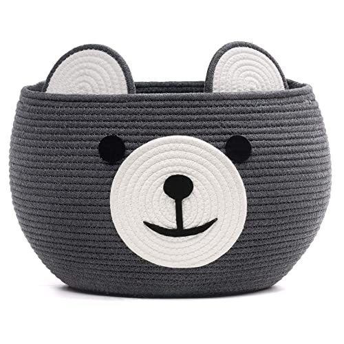 CherryNow Large Baby Basket for Gifts Empty, Cute Bear Design, Grey - color: Grey, size: 15.7"D x 10.5"H