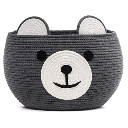 CherryNow Large Baby Basket for Gifts Empty, Cute Bear Design, Grey - color: Grey, size: 15.7"D x 10.5"H
