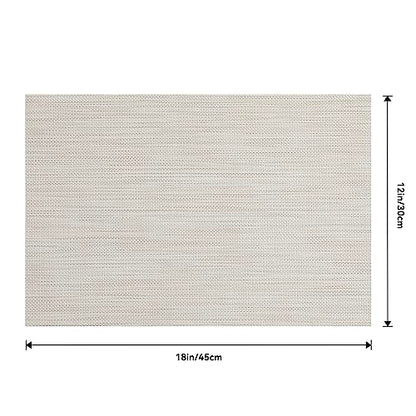 Beige White Placemats Set of 16 - Heat Resistant Non-Slip Place mats for Dining Table, Washable Durable PVC Vinyl Woven Table Mats(Beige White, 16) - color: C1- Beige White, size: Set of 16