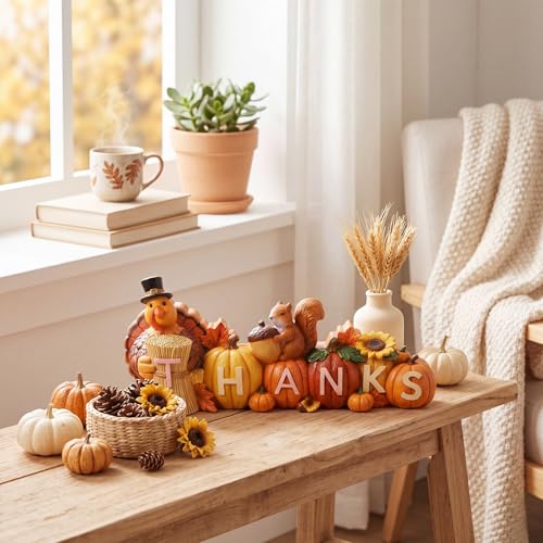 Amyhill Thanksgiving Decoration for Home Wooden Pumpkin Turkey Tabletop - style: Thanksgiving