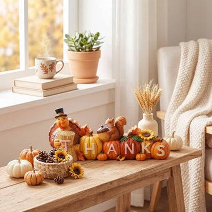 Amyhill Thanksgiving Decoration for Home Wooden Pumpkin Turkey Tabletop - style: Thanksgiving