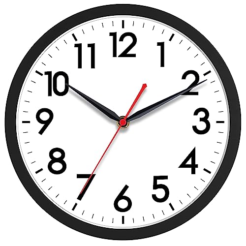 AKCISOT 14 Inch Wall Clock, Silent Battery Operated Analog Clock, Black - color: A_black, size: 14 Inch