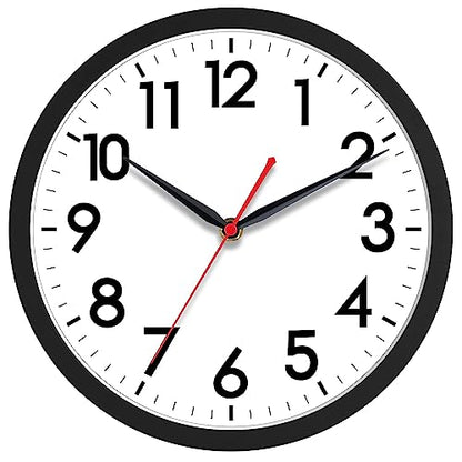 AKCISOT 14 Inch Wall Clock, Silent Battery Operated Analog Clock, Black - color: A_black, size: 14 Inch