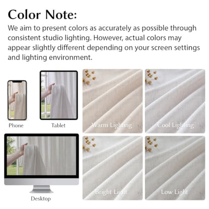 Semi Sheer Pinch Pleated Linen Curtains for Living Room 102 Inches, White - color: White, size: 40"W x 102"L (Pack of 2)
