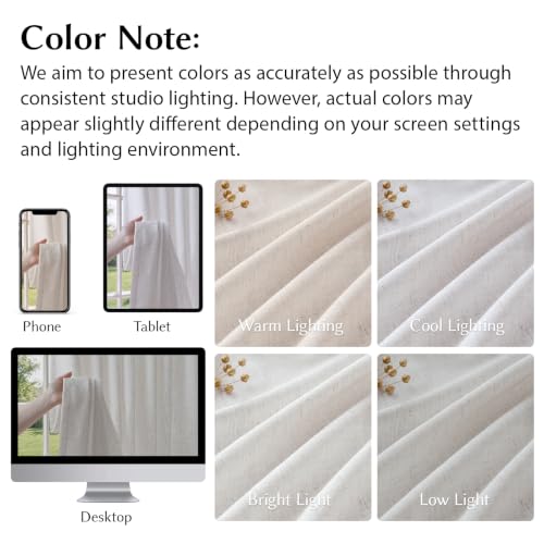 Semi Sheer Pinch Pleated Linen Curtains for Living Room 84 Inches, White - color: White, size: 40"W x 84"L (Pack of 2)