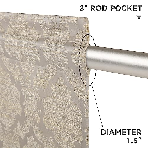 Loom and Mill Luxury Jacquard Valances for Windows, Light Taupe, 54"x18" - color: Light Taupe+gold