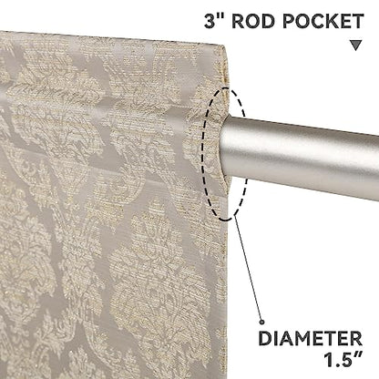Loom and Mill Luxury Jacquard Valances for Windows, Light Taupe, 54"x18" - color: Light Taupe+gold