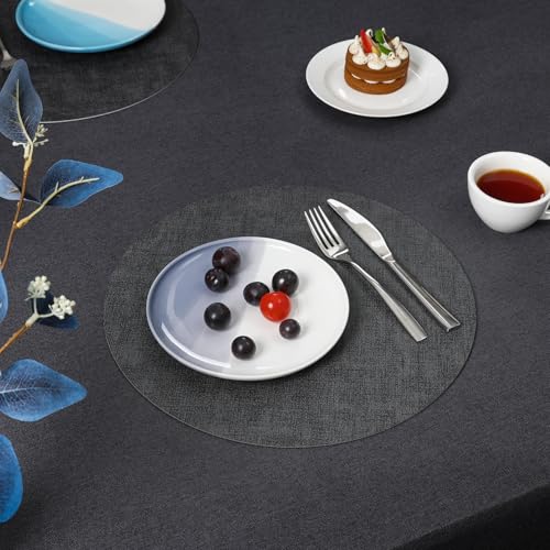 Myir JUN 14" Round Placemats Set of 4, Reversible Dual-Color Place Mats - color: Gray